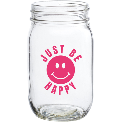 Just Be Happy Mason Jar